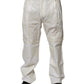 Dolce & Gabbana White Linen Mid Waist Straight Men Denim Jeans