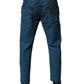 Dolce & Gabbana Blue Tie Dye Cotton Skinny Men Denim Jeans