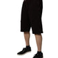 Dolce & Gabbana Maroon Cotton Logo Plaque Men Bermuda Shorts