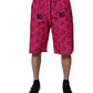 Dolce & Gabbana Pink Cotton Heart Print Bermuda Shorts