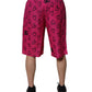Dolce & Gabbana Pink Cotton Heart Print Bermuda Shorts