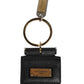 Dolce & Gabbana Black Leather Strap Gold Metal Logo Plaque Airpods Case