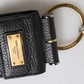 Dolce & Gabbana Black Leather Strap Gold Metal Logo Plaque Airpods Case