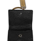 Dolce & Gabbana Black Leather Strap Gold Metal Logo Plaque Airpods Case