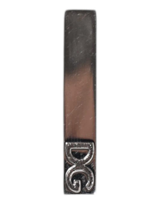 Dolce & Gabbana Silver Tone Brass Logo Branded Tie Clip Bar