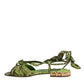 Dolce & Gabbana Green Animal Print Ankle Wrap Sandals Shoes