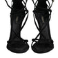 Dolce & Gabbana Black Leather Stiletto Heels Sandals Shoes