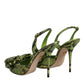 Dolce & Gabbana Green Python Leather Heels Sandals Shoes