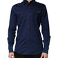 Dolce & Gabbana Dark Blue Cotton GOLD Dress Formal Shirt