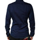Dolce & Gabbana Dark Blue Cotton GOLD Dress Formal Shirt