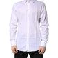 Dolce & Gabbana White Cotton Collared GOLD Dress Formal Shirt
