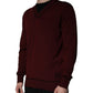 Dolce & Gabbana Maroon Cashmere V-neck Men Pullover Sweater
