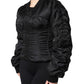 Dolce & Gabbana Black Nylon Full Zip Bustier Corset Jacket