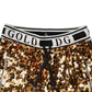 Dolce & Gabbana Metallic Gold DG Logo Sequined Jogger Pants