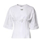 Dolce & Gabbana White Cotton Blend 3/4 Sleeves Blouse Top