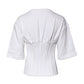 Dolce & Gabbana White Cotton Blend 3/4 Sleeves Blouse Top