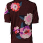 Dolce & Gabbana Maroon Floral Silk Crew Neck Blouse Top