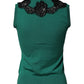 Dolce & Gabbana Green Wool Lace Detail Sleeveless Tank Top