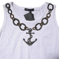 Dolce & Gabbana White Cotton Anchor Chain Embroidery Tank Top