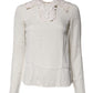Dolce & Gabbana Cream Floral Lace Long Sleeves Blouse Top