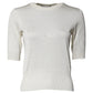 Dolce & Gabbana Cream Short Sleeve Silk Round Neck Blouse Top