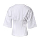 Dolce & Gabbana White Cotton Blend 3/4 Sleeves Blouse Top