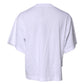 Dolce & Gabbana White Printed Round Neck Top Cotton T-shirt