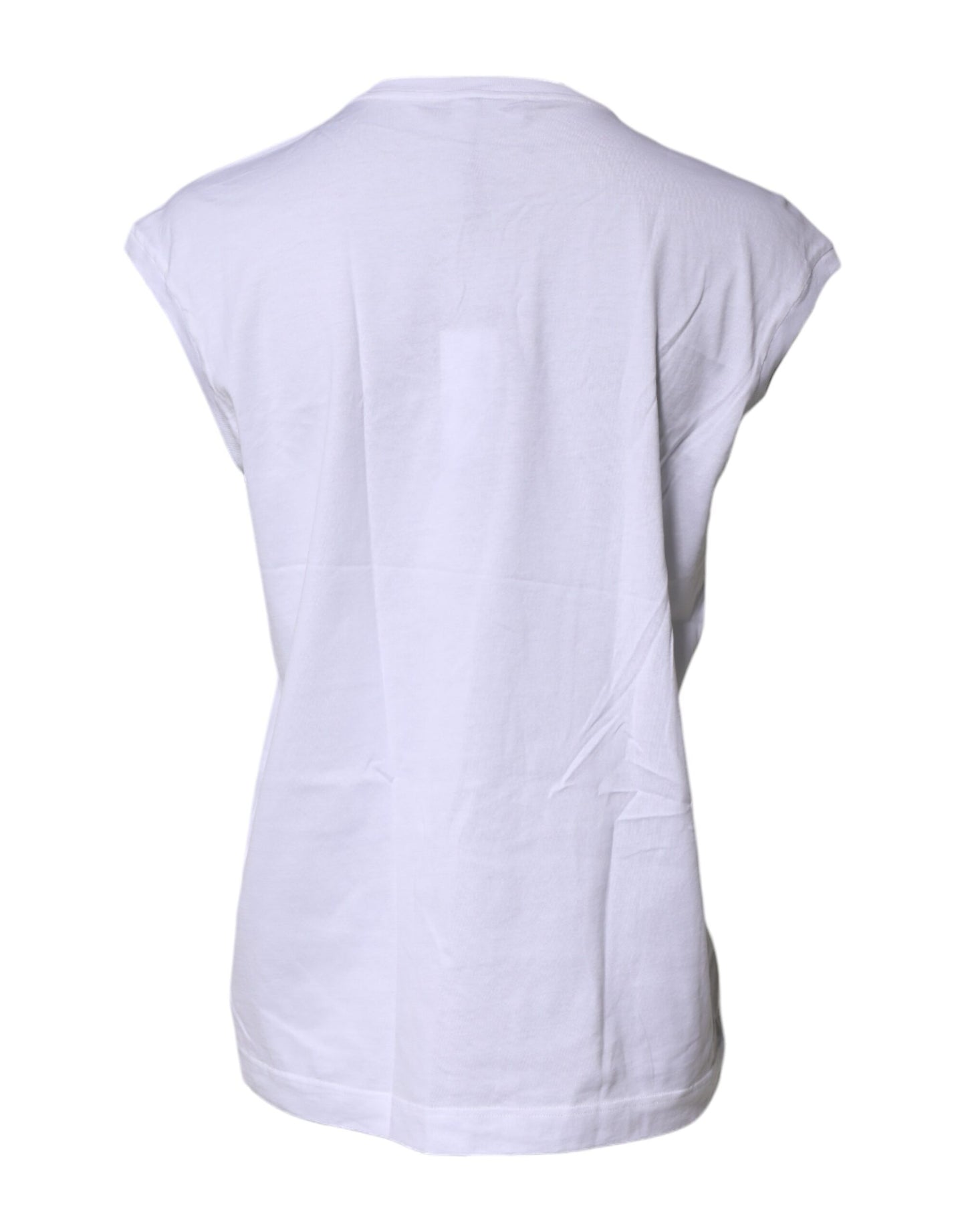 Dolce & Gabbana White Cotton Sleeveless Round Neck Tank Top