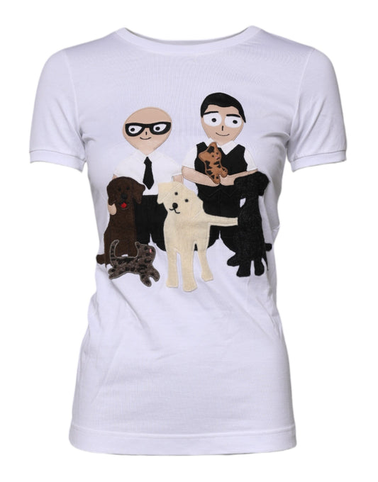 Dolce & Gabbana White #DGFAMILY Embroidery Cotton T-shirt