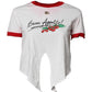 Dolce & Gabbana White Printed Round Neck Cropped Top T-shirt