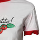 Dolce & Gabbana White Printed Round Neck Cropped Top T-shirt