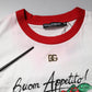 Dolce & Gabbana White Printed Round Neck Cropped Top T-shirt