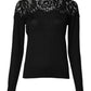 Dolce & Gabbana Black Floral Lace Long Sleeves Blouse Top
