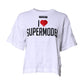 Dolce & Gabbana White Printed Round Neck Top Cotton T-shirt