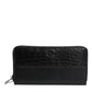 Dolce & Gabbana Black Leather Logo Plaque Zip Around Continental Wallet