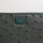 Dolce & Gabbana Green Ostrich Logo Plaque Zip Around Continental Wallet