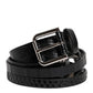 Dolce & Gabbana Black Exotic Leather Metal Logo Buckle Belt