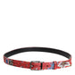 Dolce & Gabbana Red Floral DG Embellished Metal Buckle Belt