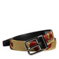 Dolce & Gabbana Gold Floral Jacquard Leather Metal Buckle Belt