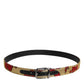 Dolce & Gabbana Gold Floral Jacquard Leather Metal Buckle Belt