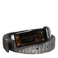 Dolce & Gabbana Silver Classic Gold Logo Plaque Buckle Belt