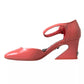 Dolce & Gabbana Peach Leather Ankle Strap Heels Sandals Shoes