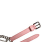 Dolce & Gabbana Pink Embelished Roses Textured Leather Belt
