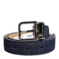 Dolce & Gabbana Blue Denim Silver Logo Metal Waist Buckle Belt