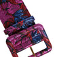 Dolce & Gabbana Multicolor Floral Jacquard Lurex Wide Waist Buckle Belt