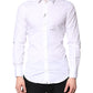 Dolce & Gabbana White Cotton Stretch GOLD Dress Formal Shirt