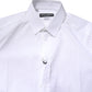 Dolce & Gabbana White Cotton Stretch GOLD Dress Formal Shirt