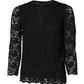 Dolce & Gabbana Black Lace STAFF Crew Neck Long Sleeves Top