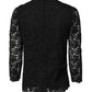 Dolce & Gabbana Black Lace STAFF Crew Neck Long Sleeves Top