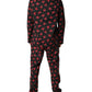 Dolce & Gabbana Black Floral Print Cotton Men Pajama Set Sleepwear